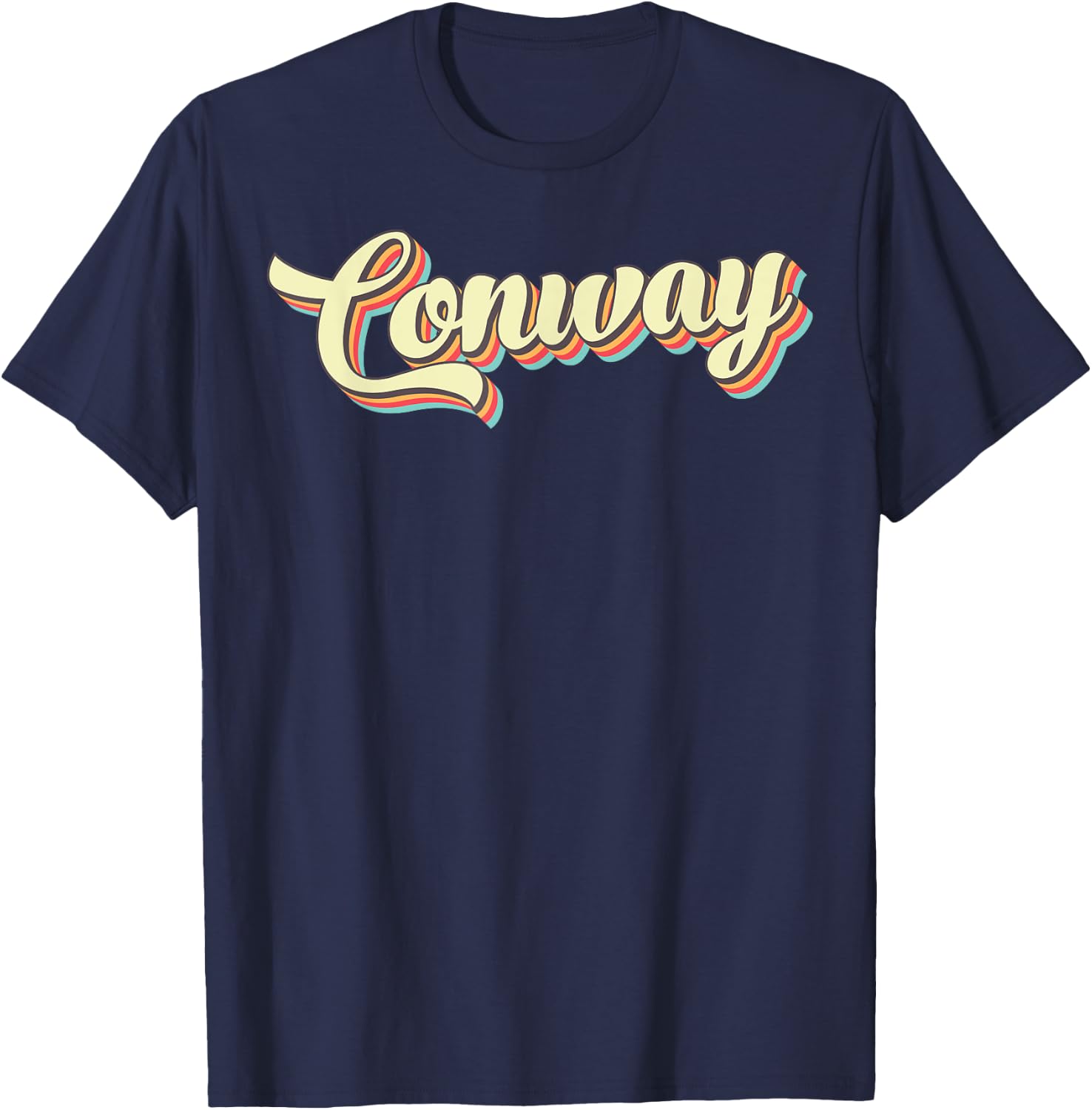 Conway Retro Art Baseball Font Vintage T-Shirt - T-Shirt | Navy
