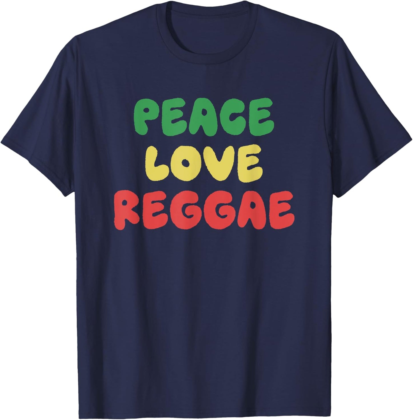 Peace Love Reggae Funny Jamaican Jamaica Rasta Reggae Music T-Shirt - T-Shirt | Navy