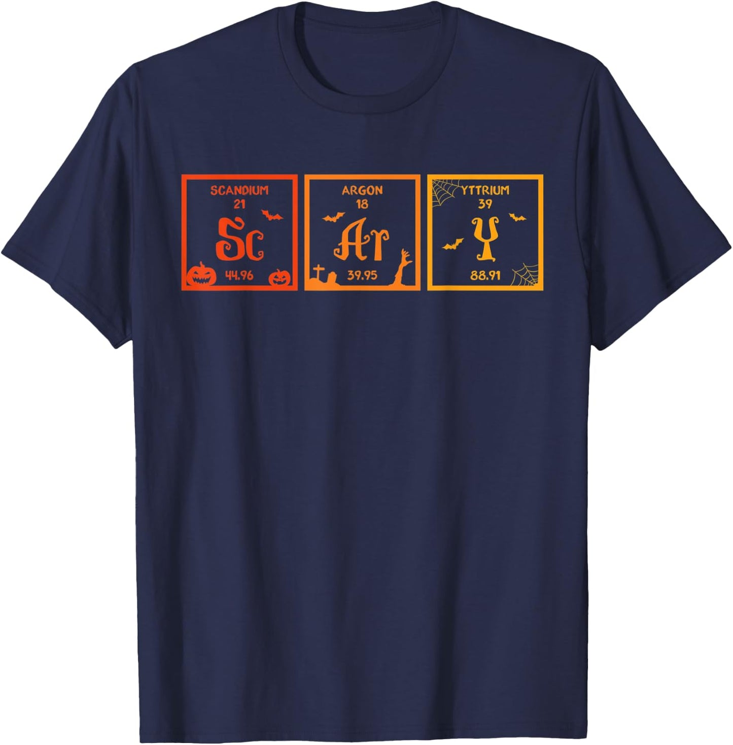 Scary Halloween Periodic Table of Elements Chemistry Lover T-Shirt - T-Shirt | Navy