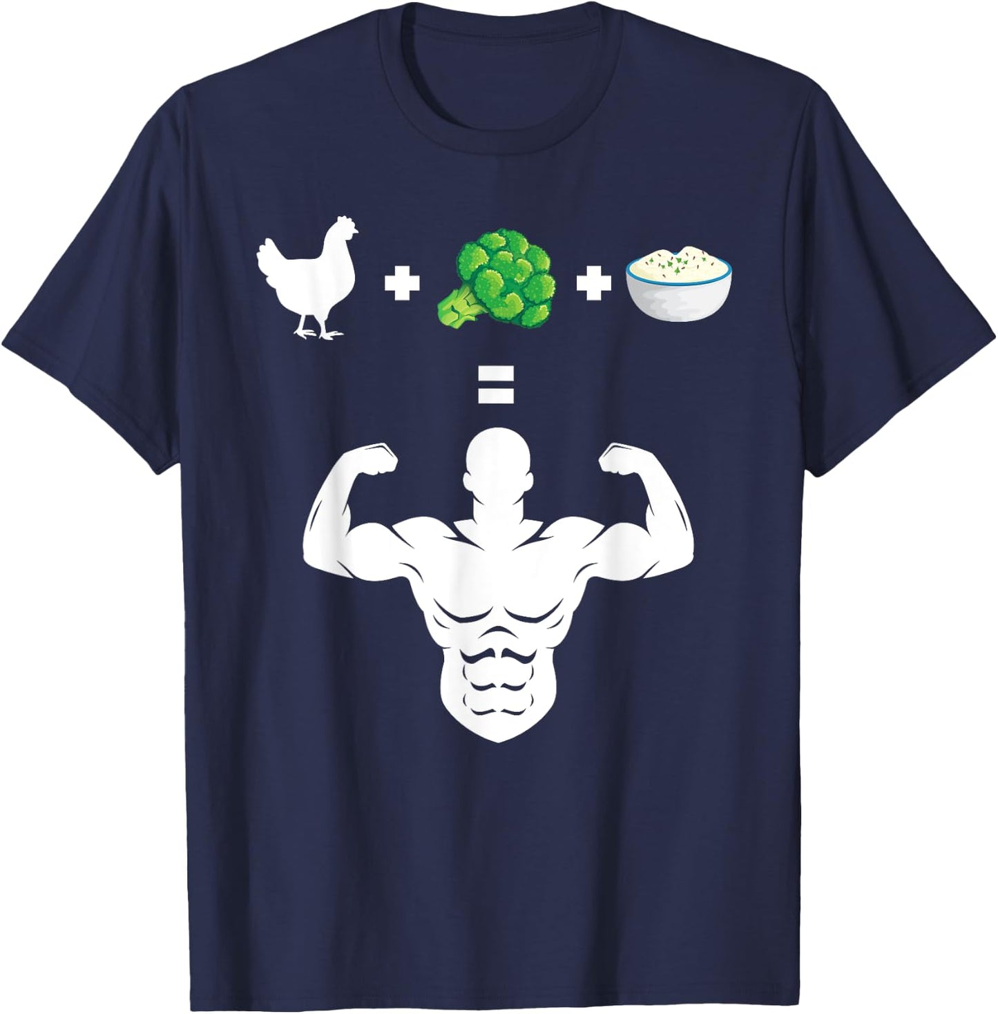 Chicken Broccoli Rice Bodybuilder Fun Broccoli Lover Workout T-Shirt - T-Shirt | Navy