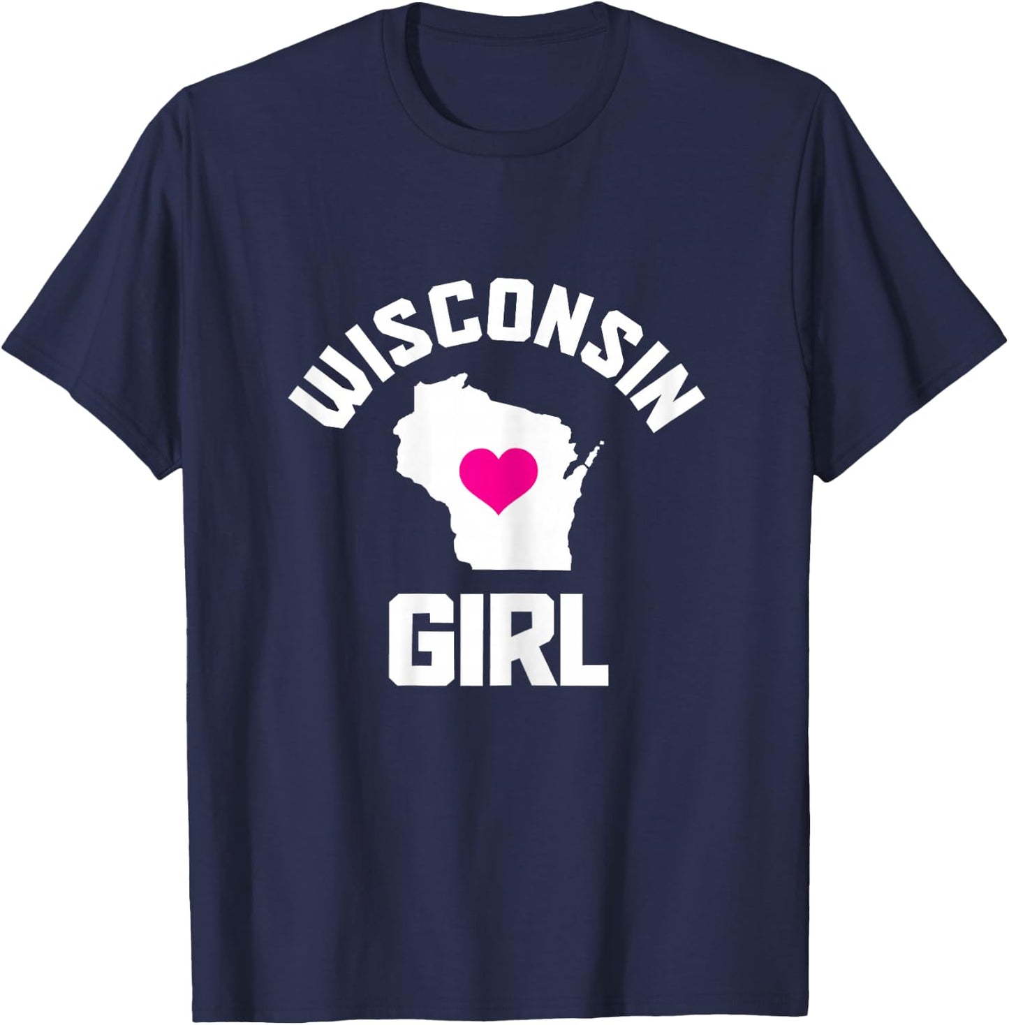 State of Wisconsin Heart Pride Vintage Girls T-Shirt - T-Shirt | Navy