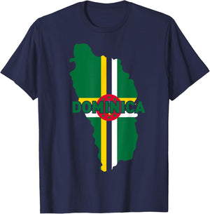 Proud Family and Patriotic Flag of Country Dominica T-Shirt - T-Shirt | Navy