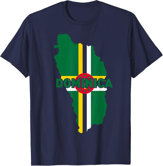 Proud Family and Patriotic Flag of Country Dominica T-Shirt - T-Shirt | Navy