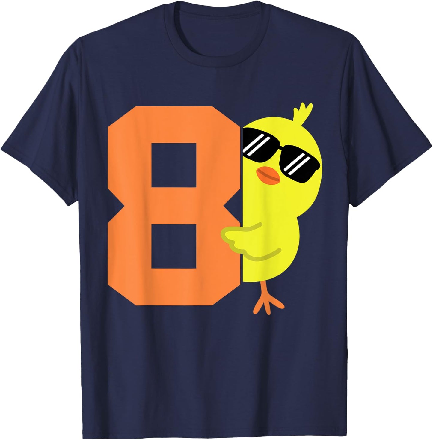 Kids 8th Birthday Chicken Themed Cute 8 Year Old Boys Chick T-Shirt - T-Shirt | Navy