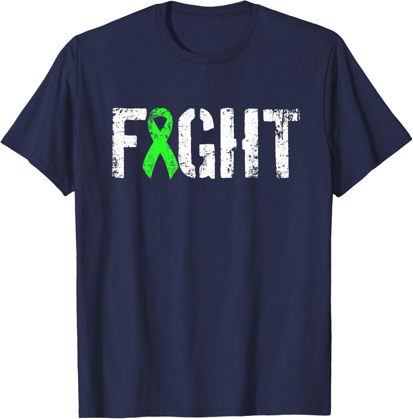 Fight Liver Cancer - Military Style Green Awareness Ribbon T-Shirt - T-Shirt | Navy