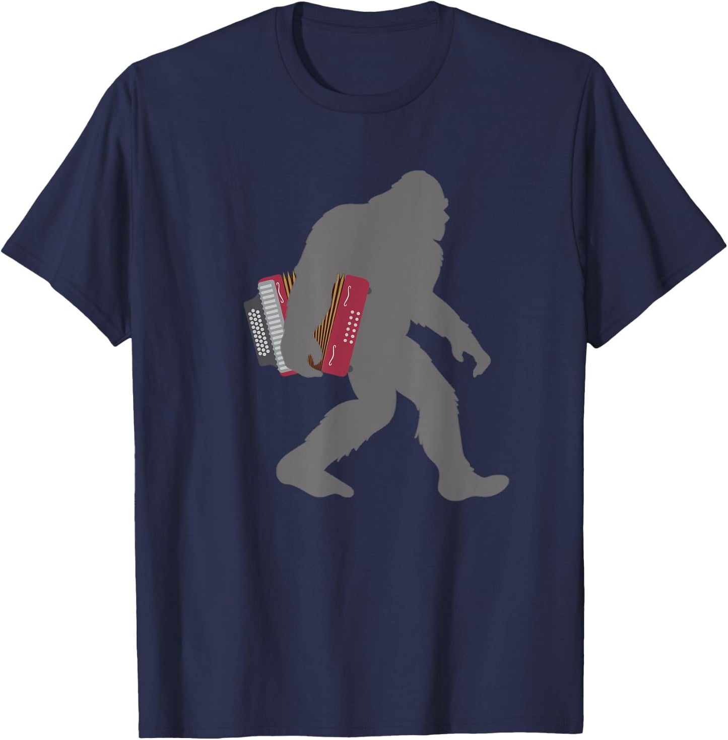 Funny Accordionist Bigfoot musician with Accordion T-Shirt - T-Shirt | Navy