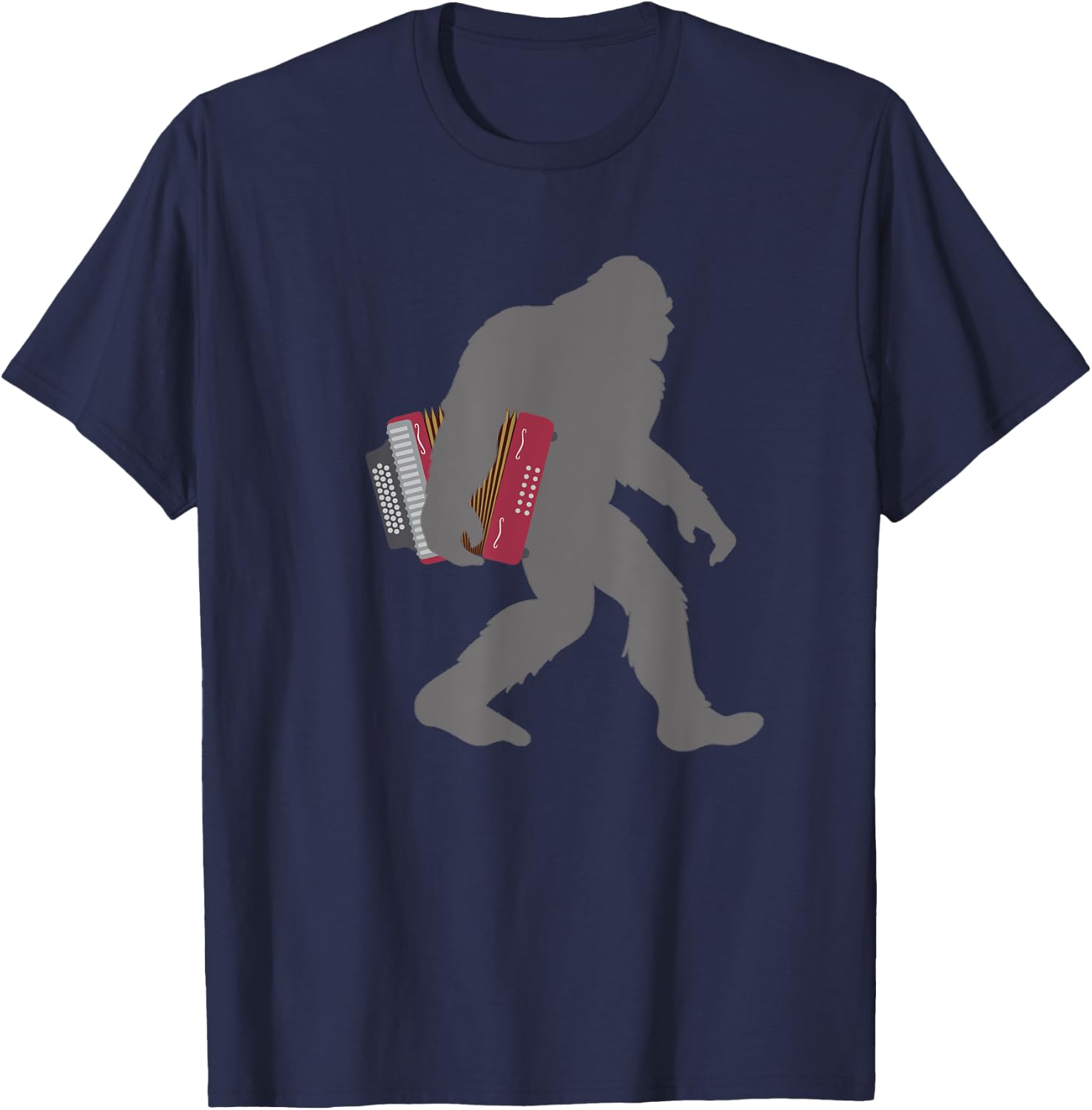 Funny Accordionist Bigfoot musician with Accordion T-Shirt - T-Shirt | Navy