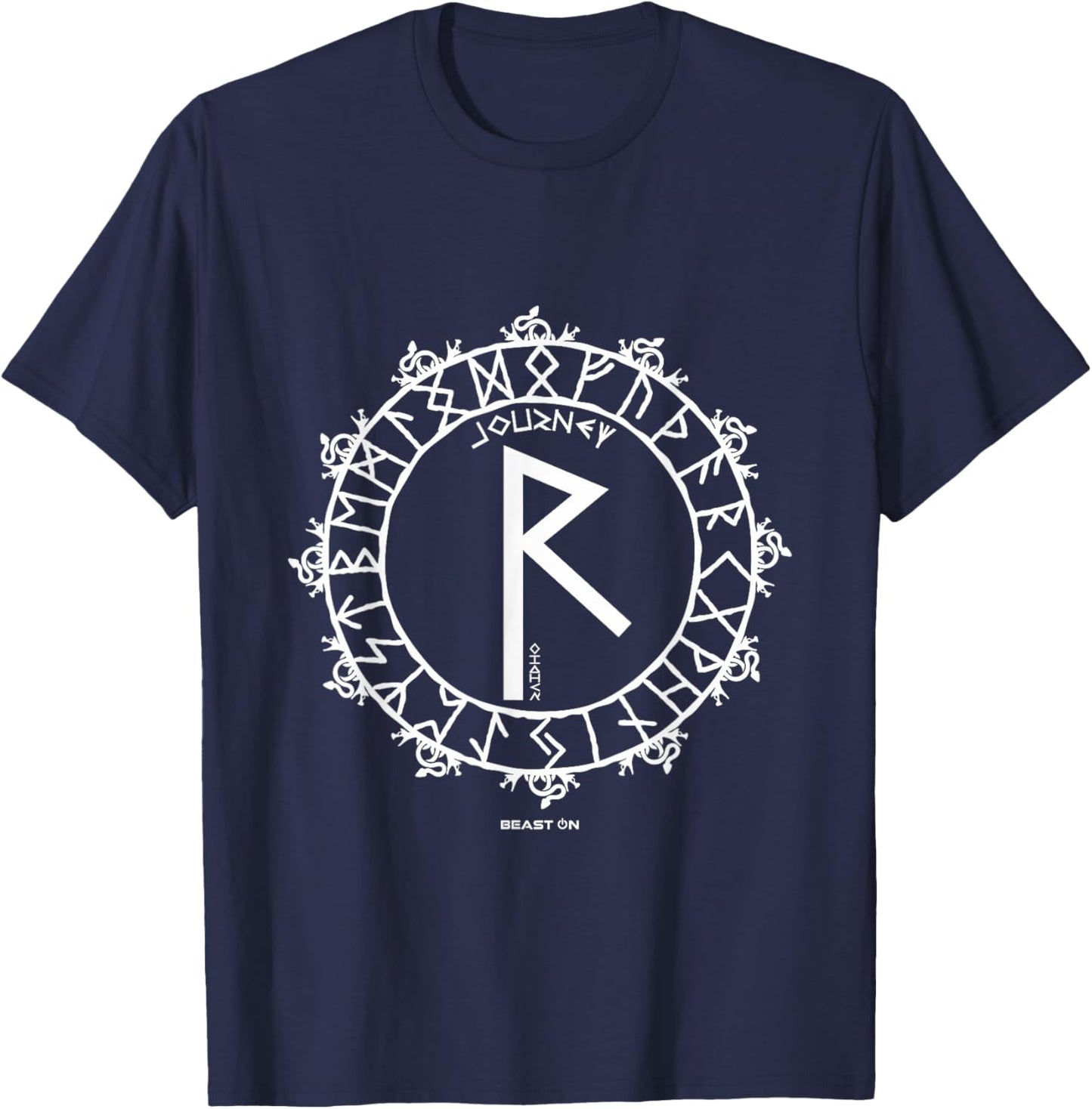Raidho Nordic Rune Travel Viking Rune Symbol Glyph T-Shirt - T-Shirt | Navy