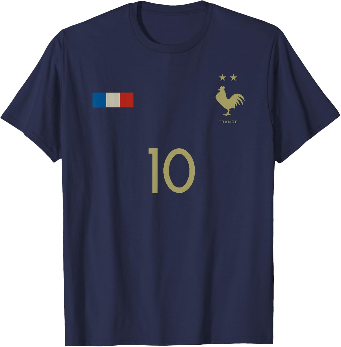 France Number 10 French Soccer Retro Football France T-Shirt - T-Shirt | Navy