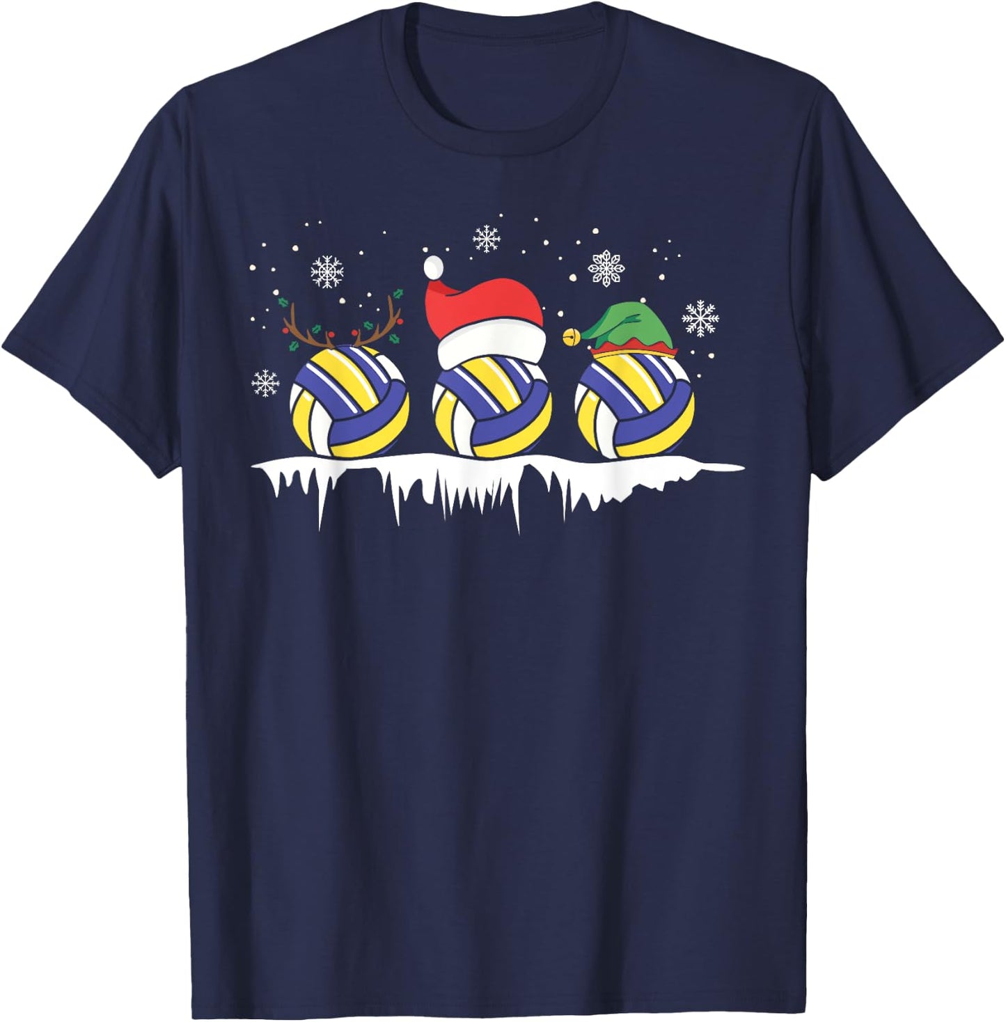 Volleyball Chistmas Santa Elf Reindeer Volleyball Xmas T-Shirt - T-Shirt | Navy