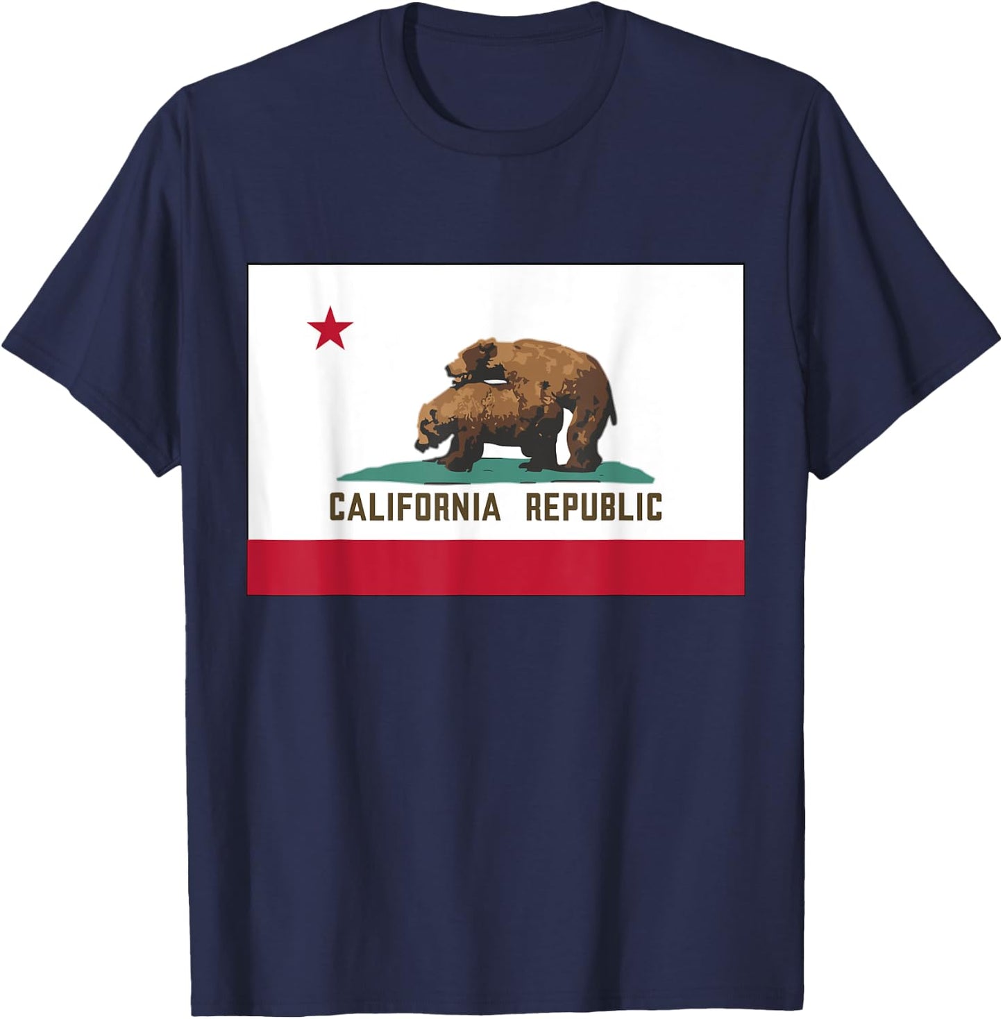 California Republic Funny Humping Grizzly Bears CA State Map T-Shirt - T-Shirt | Navy