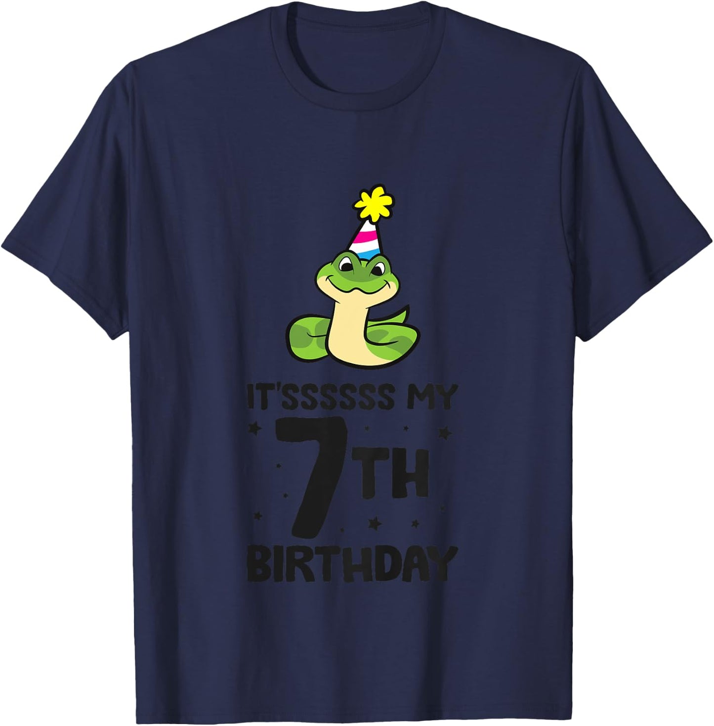 Snake Birthday It's My 7th Birthday Snake T-Shirt - T-Shirt | Navy