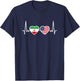 Iran USA Vintage Heartbeat Flag American Iranian T-Shirt - T-Shirt | Navy