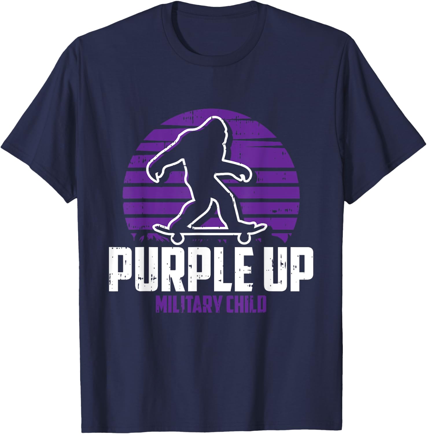Military Child Boy Girls Toddlers Purple Up Bigfoot T-Shirt - T-Shirt | Navy