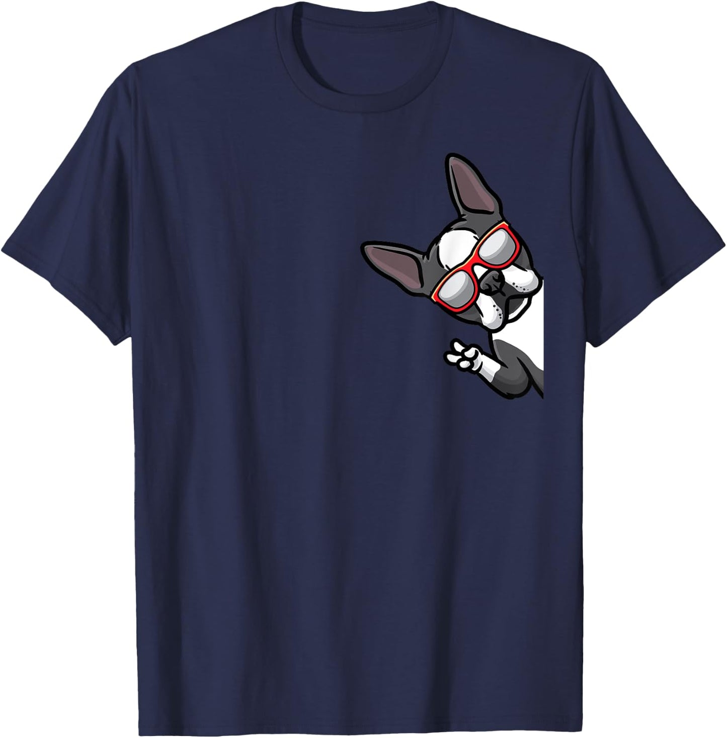 Boston Terrier Dog From Side Boston Bull T-Shirt - T-Shirt | Navy