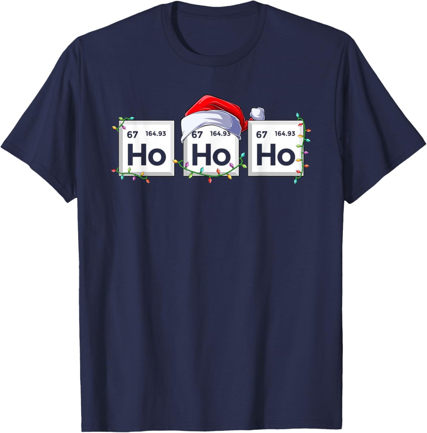 Ho Ho Ho Elements Science Christmas Chemistry Teacher T-Shirt - T-Shirt | Navy