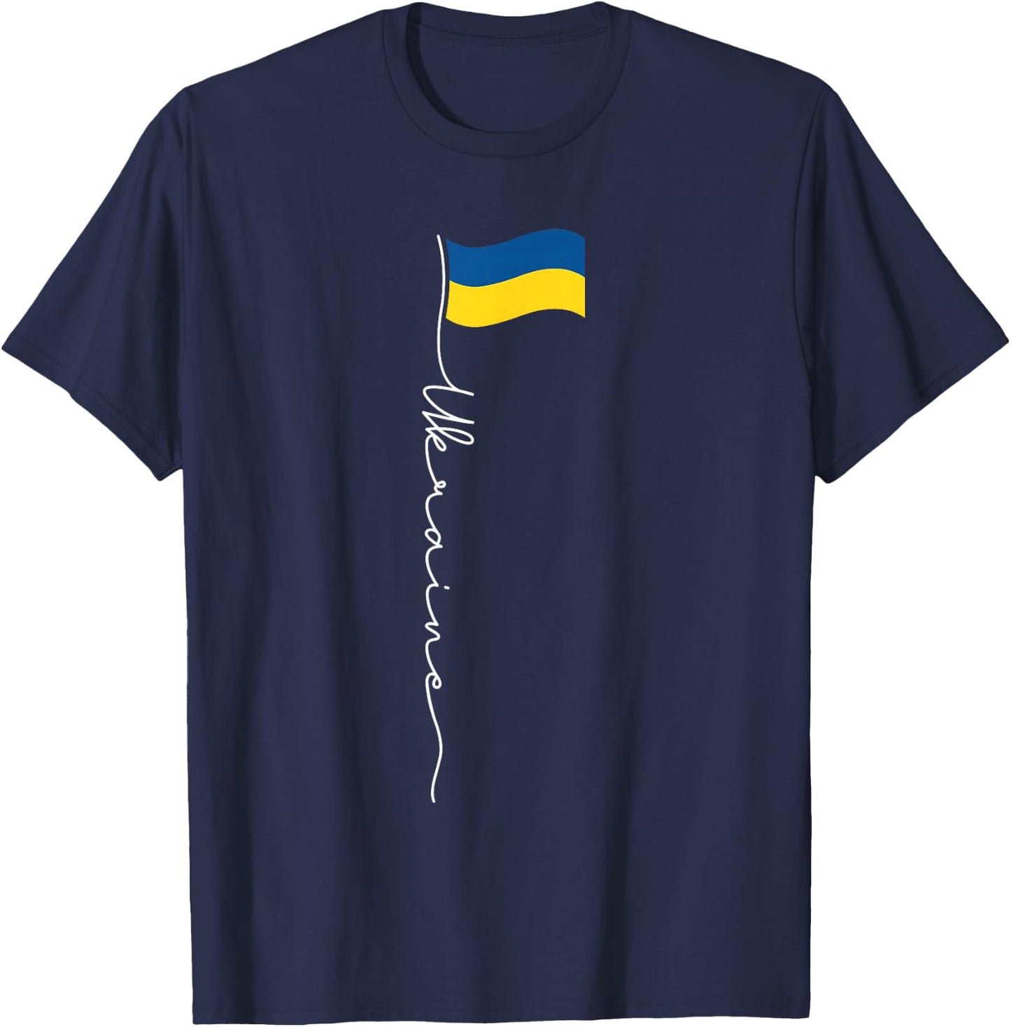 Ukraine Signature Flag Pole - Patriotic Ukrainian Flag Small T-Shirt - T-Shirt | Navy