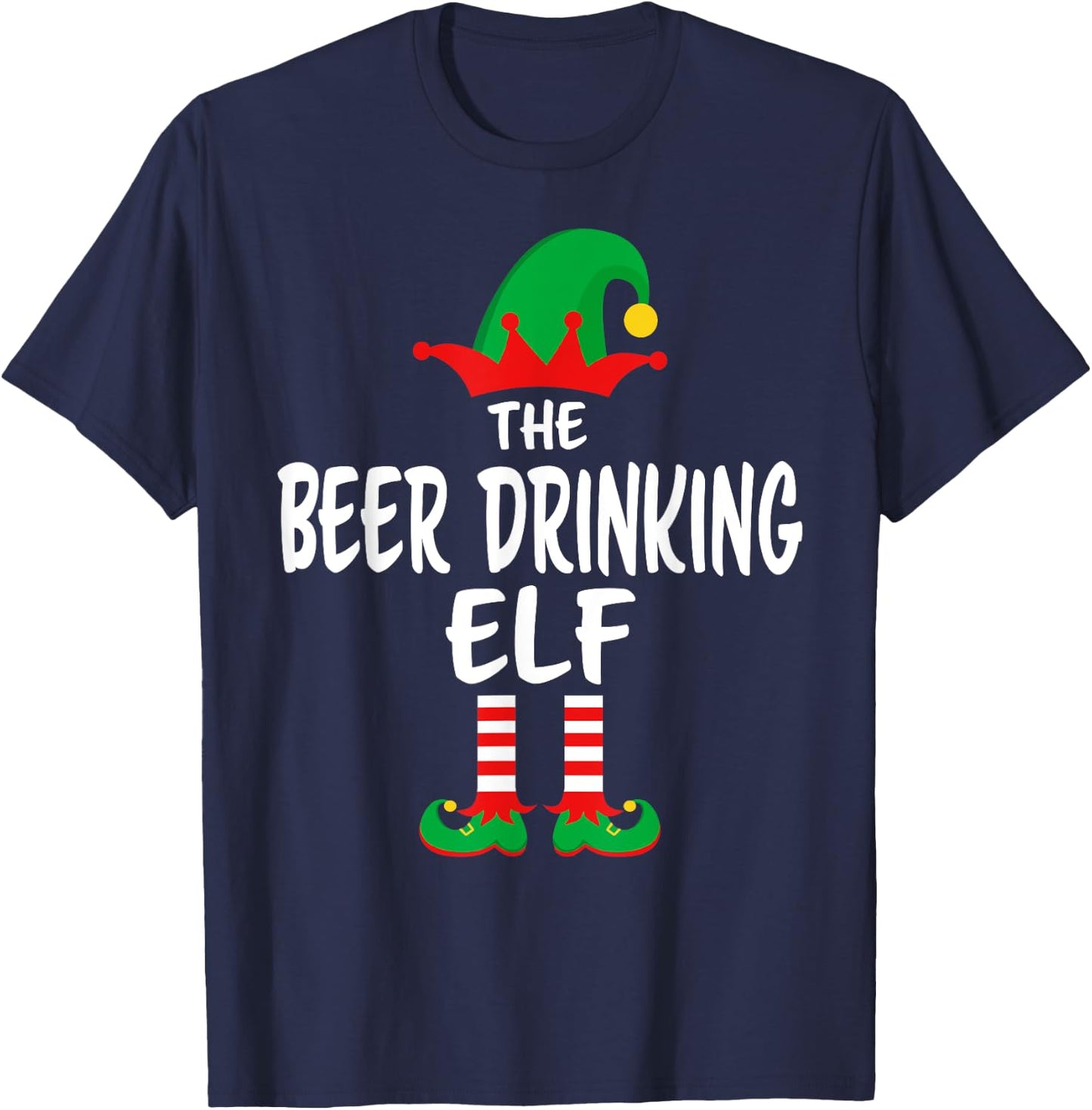 The Beer Drinking Elf Matching Family Christmas T-Shirt - T-Shirt | Navy
