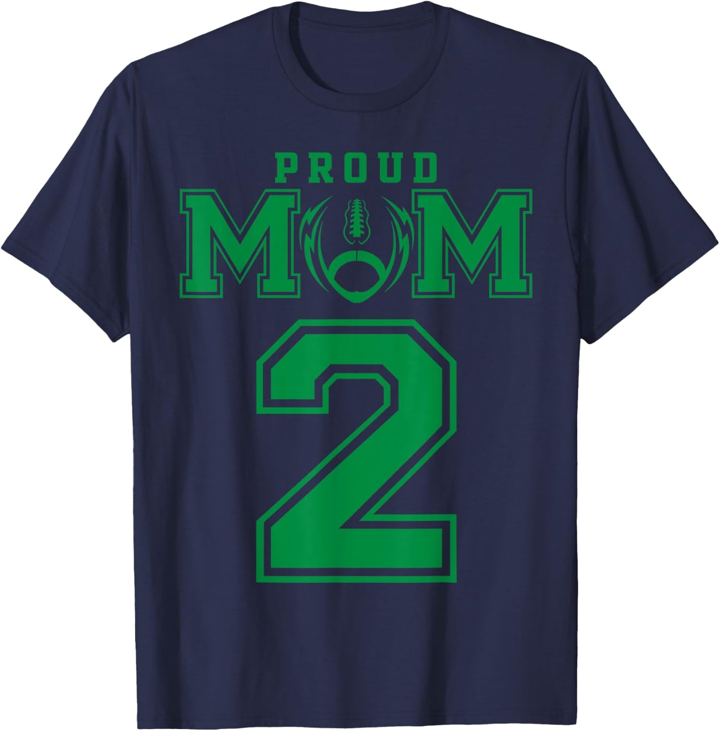 Custom Proud Football Mom Number 2 G Personalized T-Shirt - T-Shirt | Navy
