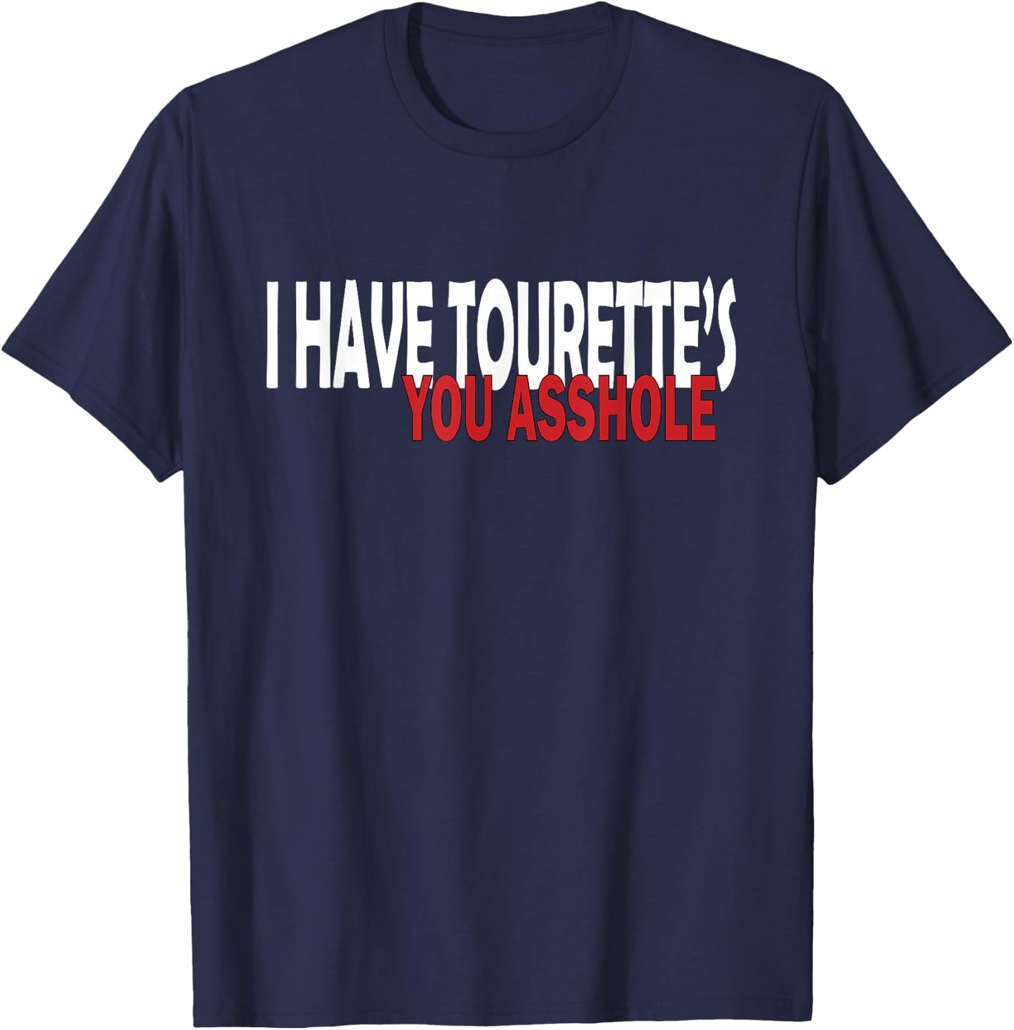 Funny Tourette Syndrome Awareness Pins and -Adults Tourette's Ribbon Tourettes Black Short Sleeve Classic Fit Small T-Shirt - T-Shirt | Navy