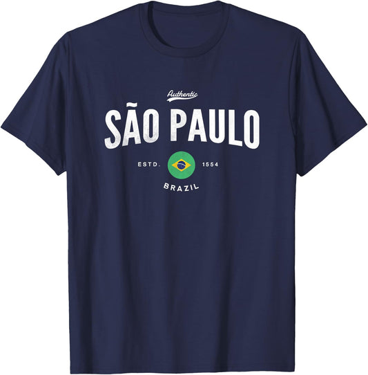 Sao Paulo Brazil Flag Paulista Vintage Brazilian Pride T-Shirt - T-Shirt | Navy