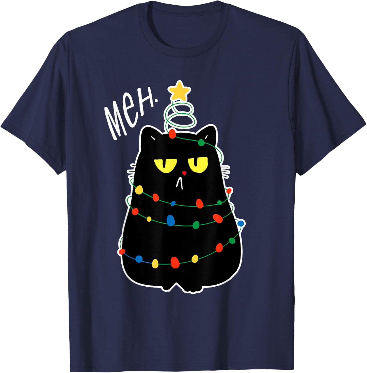 Christmas Meh Cat Kawaii Anime Japanese meow kitty cat lover Men Women Kids T-Shirt - T-Shirt | Navy