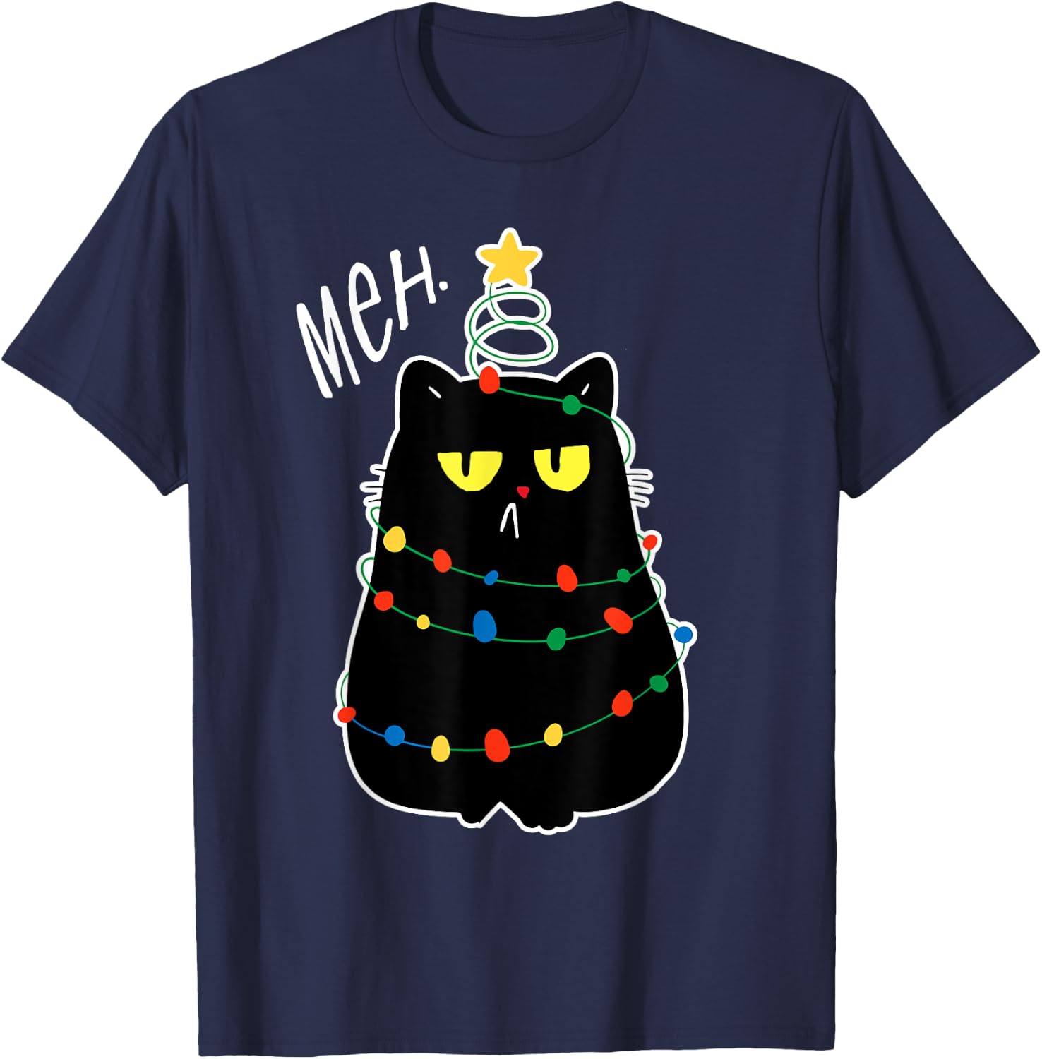 Christmas Meh Cat Kawaii Anime Japanese meow kitty cat lover Men Women Kids T-Shirt - T-Shirt | Navy