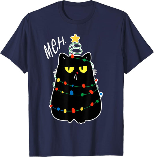 Christmas Meh Cat Kawaii Anime Japanese meow kitty cat lover Men Women Kids T-Shirt - T-Shirt | Navy