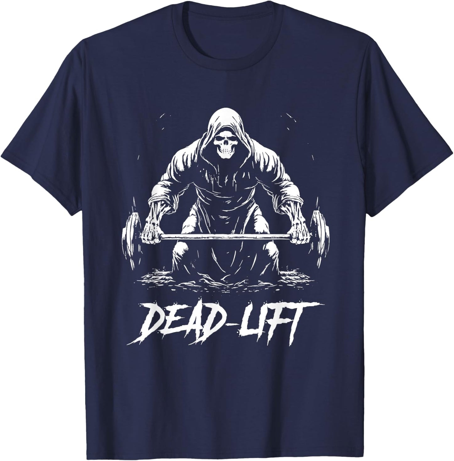 Funny Dead Lift Grim Reaper Halloween Gym Weights Training T-Shirt - T-Shirt | Navy