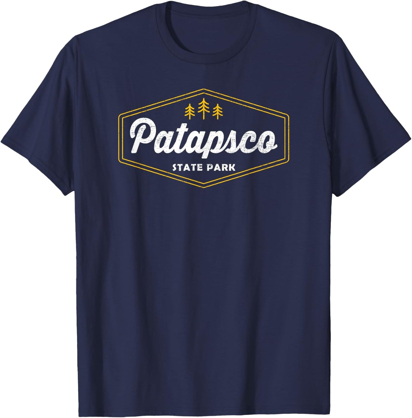 Patapsco State Park Retro Hexagon Badge Camping Hiking T-Shirt - T-Shirt | Navy