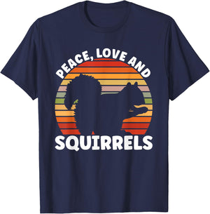 Squirrel Peace Love And Squirrels Rodent T-Shirt - T-Shirt | Navy