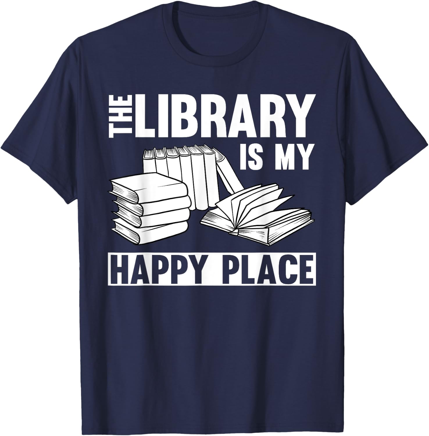 Cool Library Art Women Librarian Bookworm Book Lover T-Shirt - T-Shirt | Navy