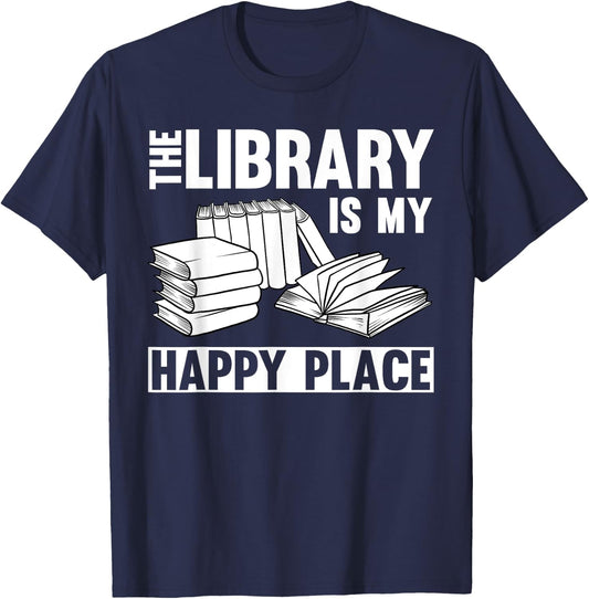 Cool Library Art Women Librarian Bookworm Book Lover T-Shirt - T-Shirt | Navy