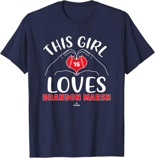 This Girl Loves Brandon Marsh Philadelphia MLBPA T-Shirt - T-Shirt | Navy