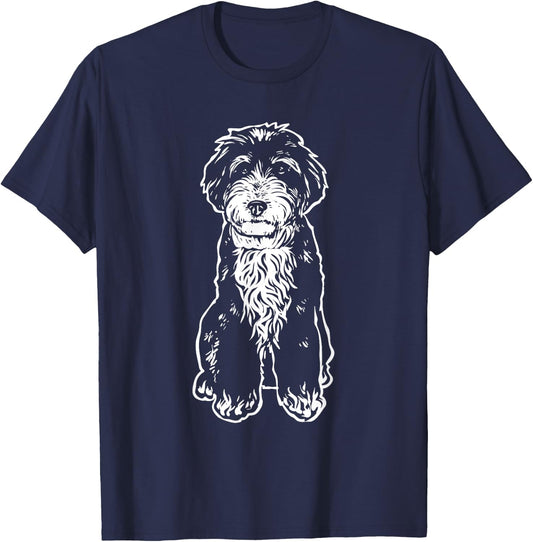 Bernedoodle Dog Doodle Silhouette, Bernedoodle T-Shirt - T-Shirt | Navy
