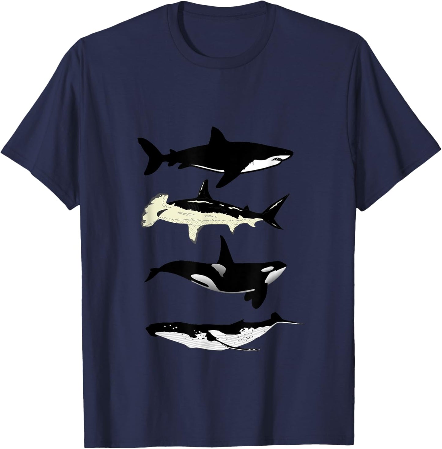Shark whale orca Ocean Animals T-Shirt - T-Shirt | Navy