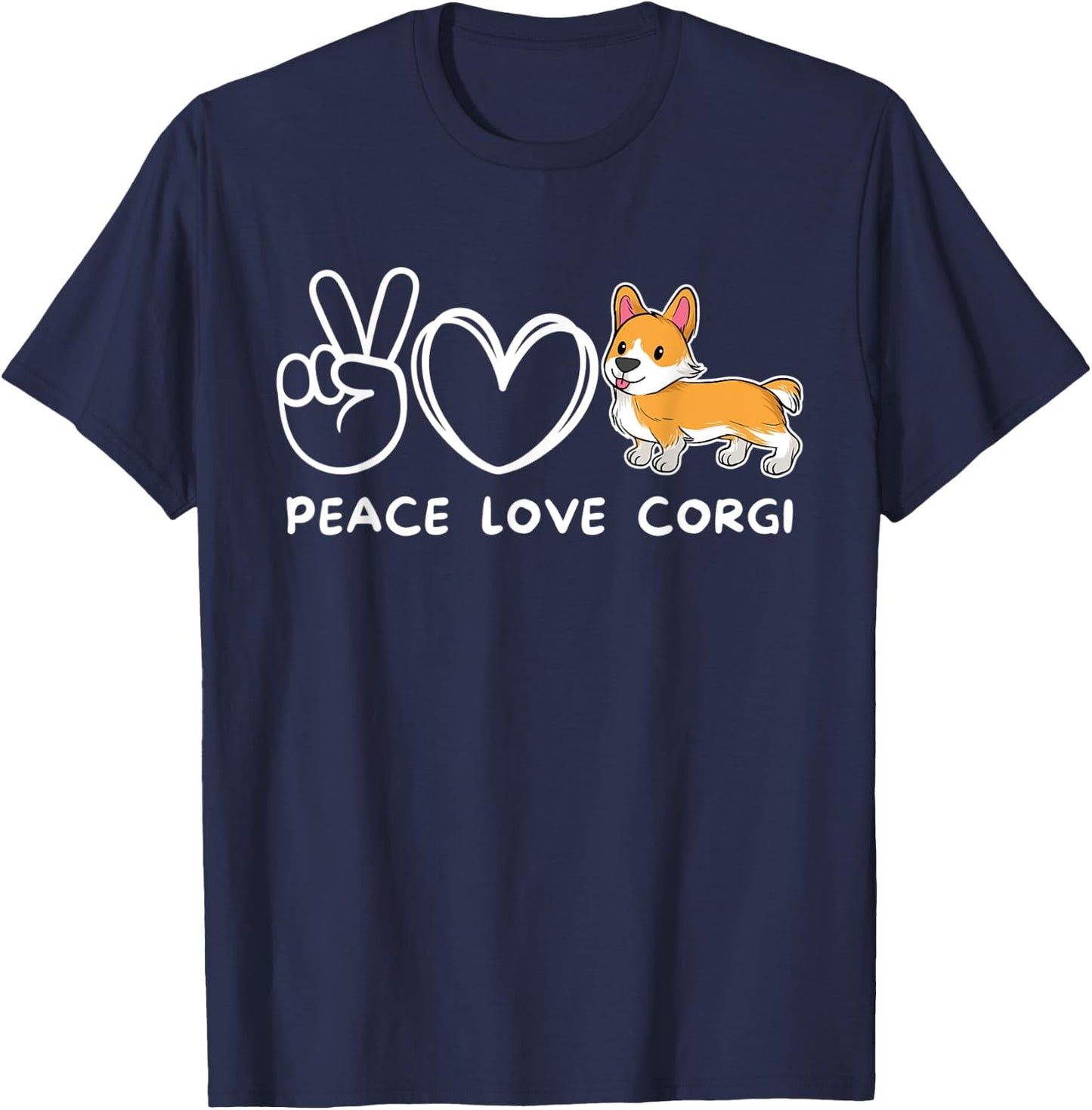 Peace, Love Corgi Retro Corgi Dog Lover Women Kids T-Shirt - T-Shirt | Navy