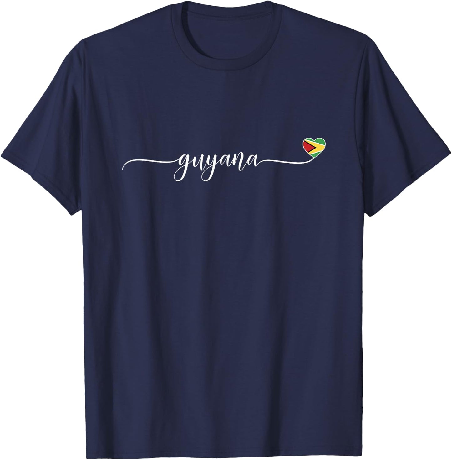 Guyana Flag Love Guyana Heart T-Shirt - T-Shirt | Navy