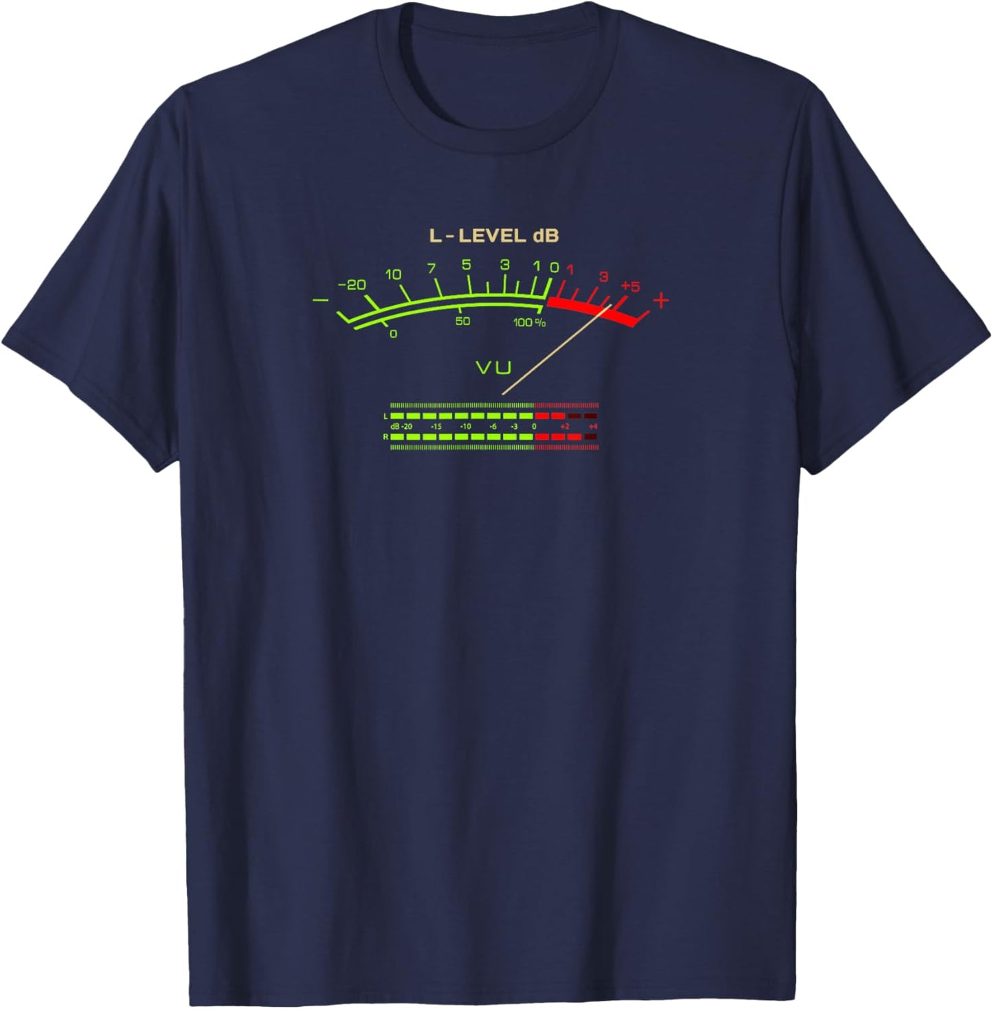 Retro VU Meter Vintage Hi-Fi Audio Stereo Music Sound T-Shirt - T-Shirt | Navy