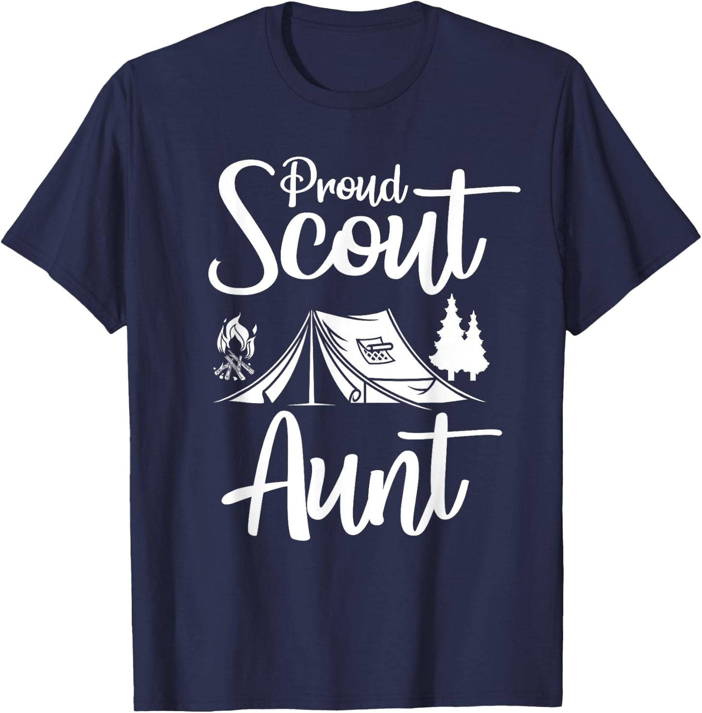 Proud Scout Aunt Camping Scouting Tent Scout Aunt Leader T-Shirt - T-Shirt | Navy