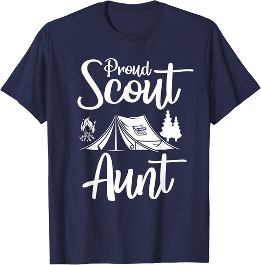 Proud Scout Aunt Camping Scouting Tent Scout Aunt Leader T-Shirt - T-Shirt | Navy