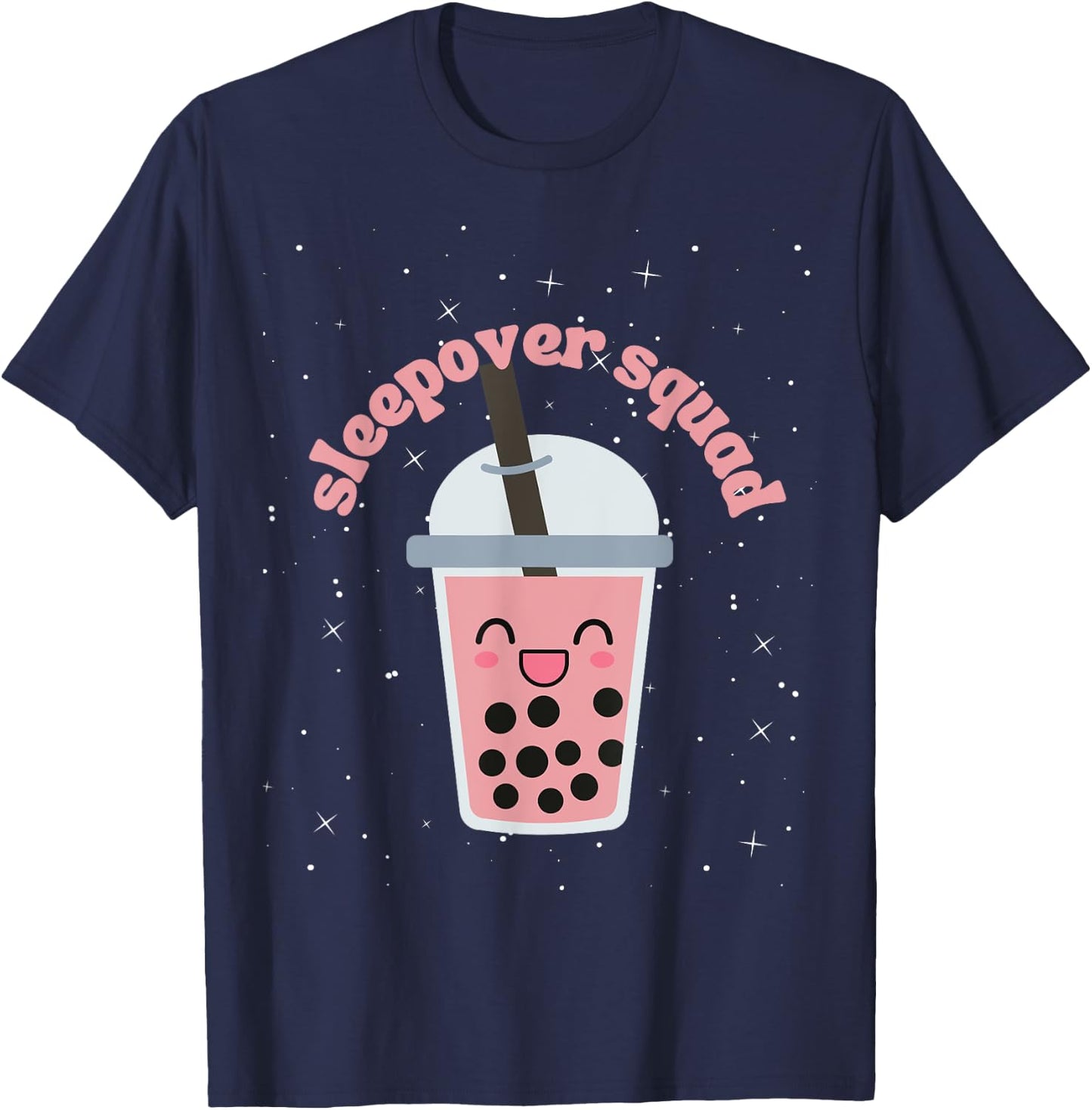 Slumber Party Squad Boba Bubble Tea Sleepover Kit Spa Party T-Shirt - T-Shirt | Navy