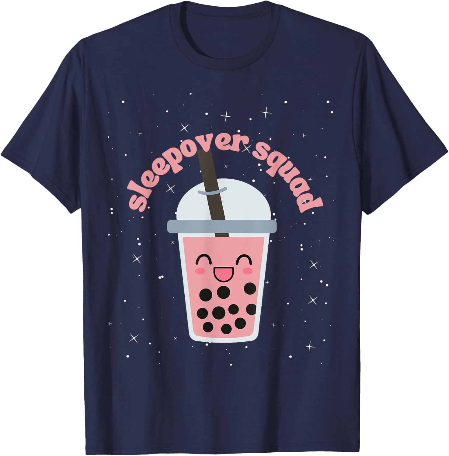 Slumber Party Squad Boba Bubble Tea Sleepover Kit Spa Party T-Shirt - T-Shirt | Navy