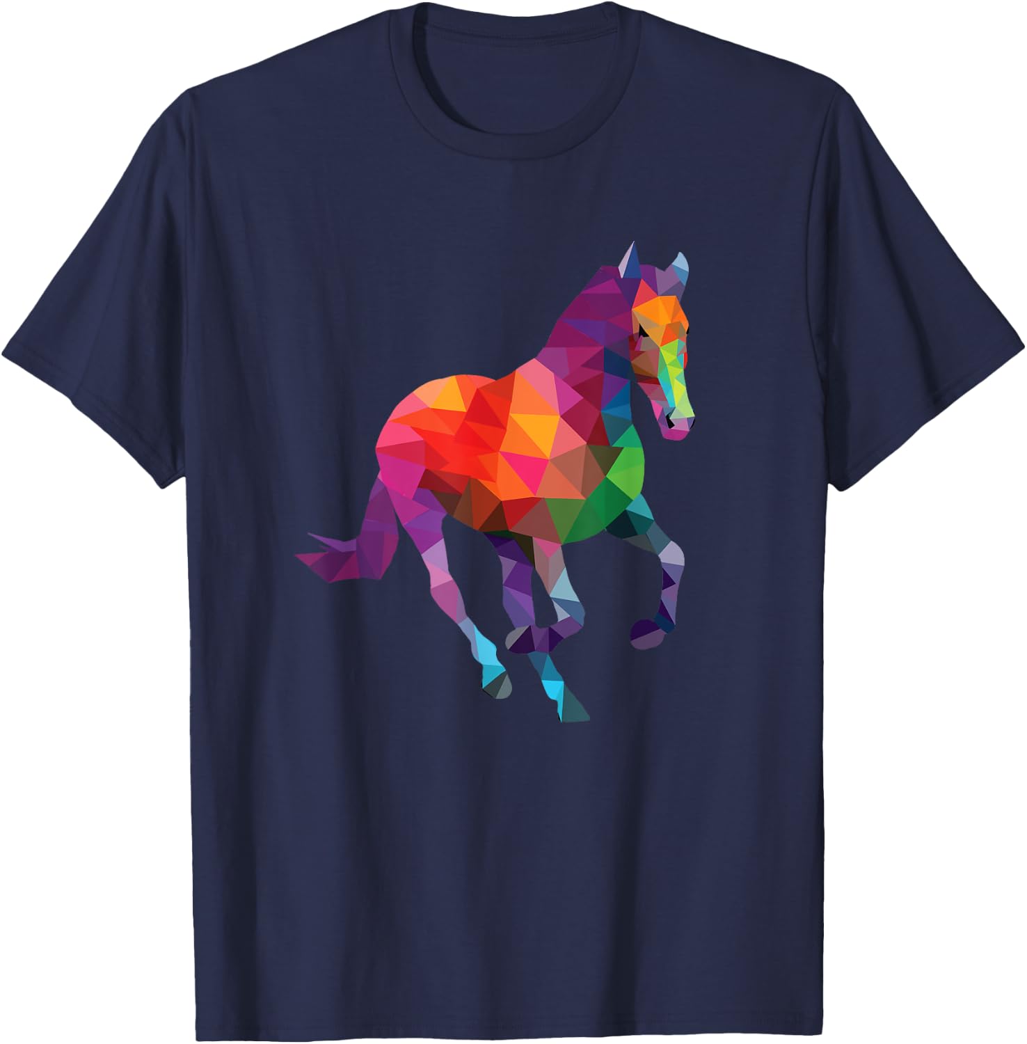 Geometric Horse - Horseman Horses Equestrian Riding Lover T-Shirt - T-Shirt | Navy