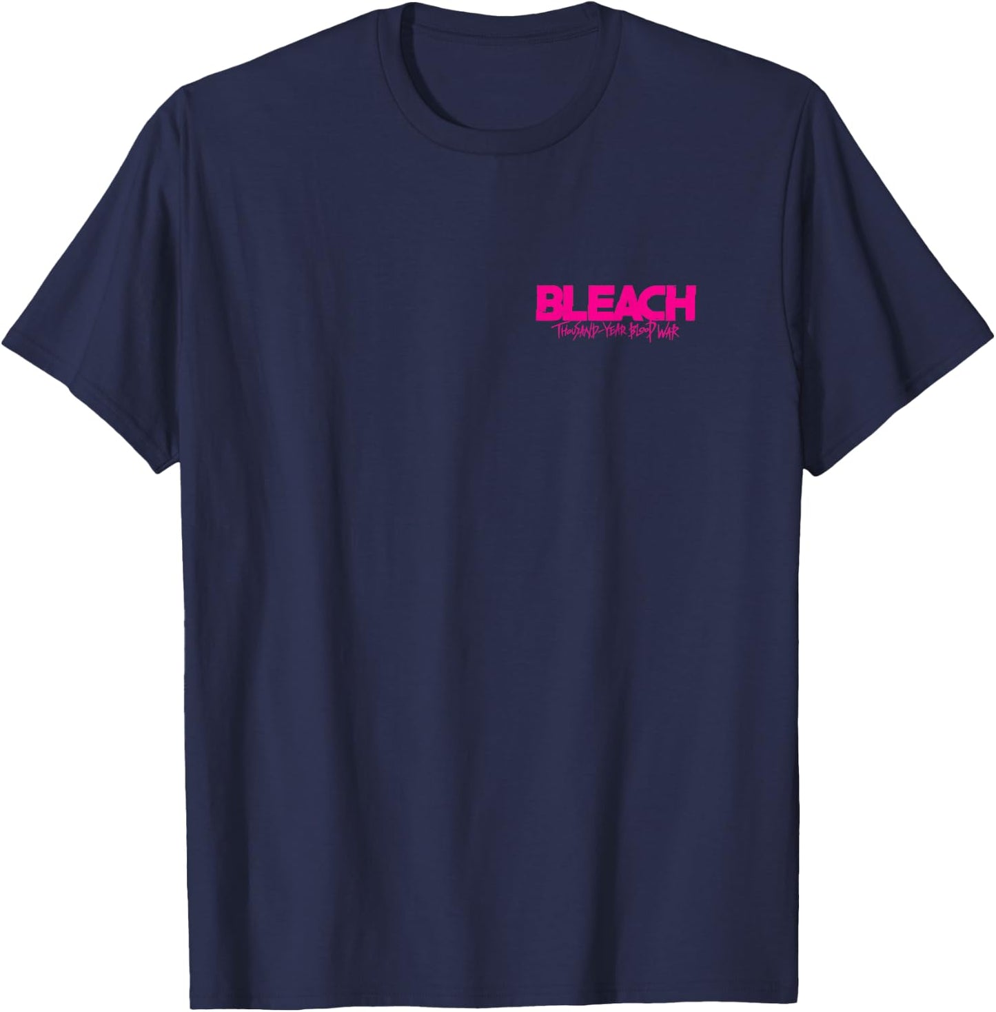 Bleach: Thousand Year Blood War Pink Text Front & Back Anime T-Shirt - T-Shirt | Navy