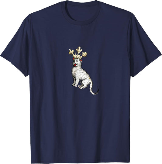 Weird Medieval Cat King T-Shirt - T-Shirt | Navy