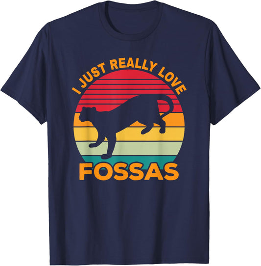 Fossa Retro Vintage | Cute Carnivore Saying | Madagascar Cat Men Women T-Shirt - T-Shirt | Navy