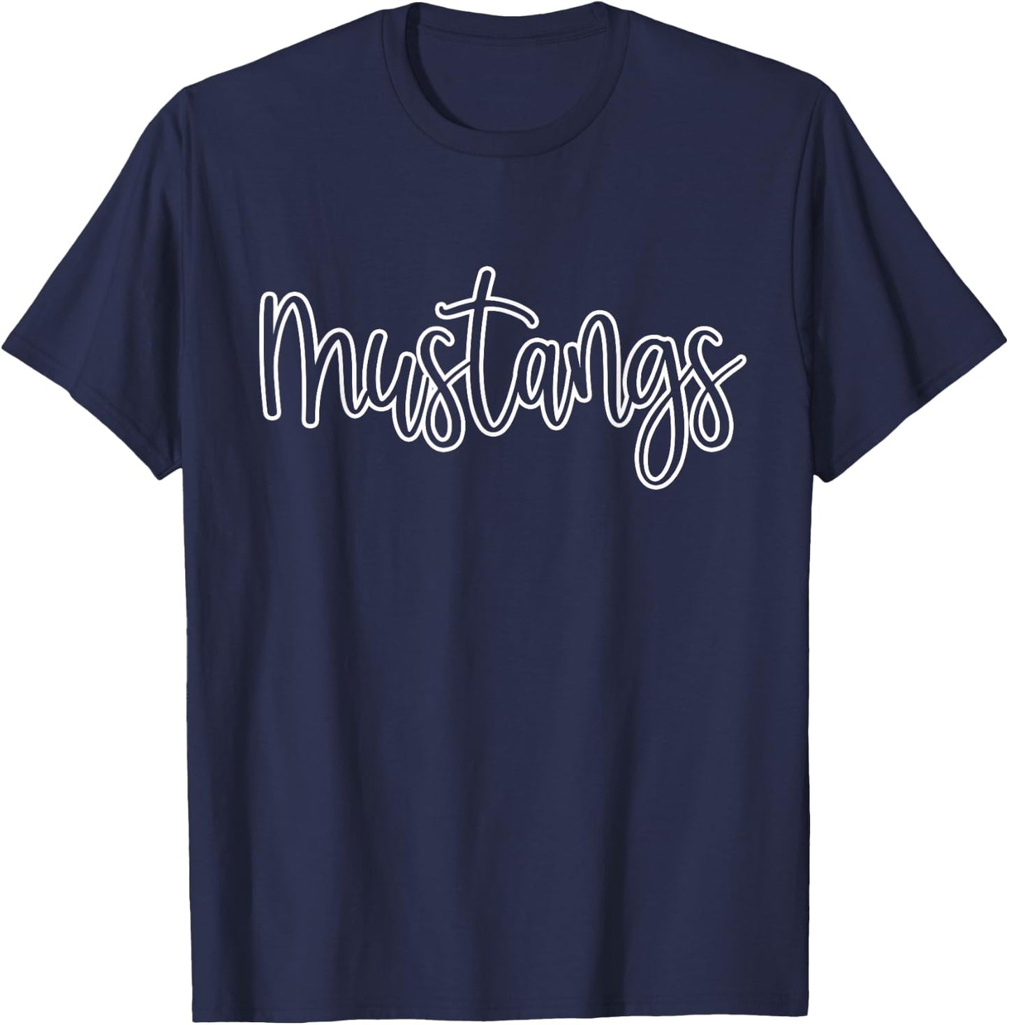 Mustangs Mascot School Sports Fan Team Spirit T-Shirt - T-Shirt | Navy