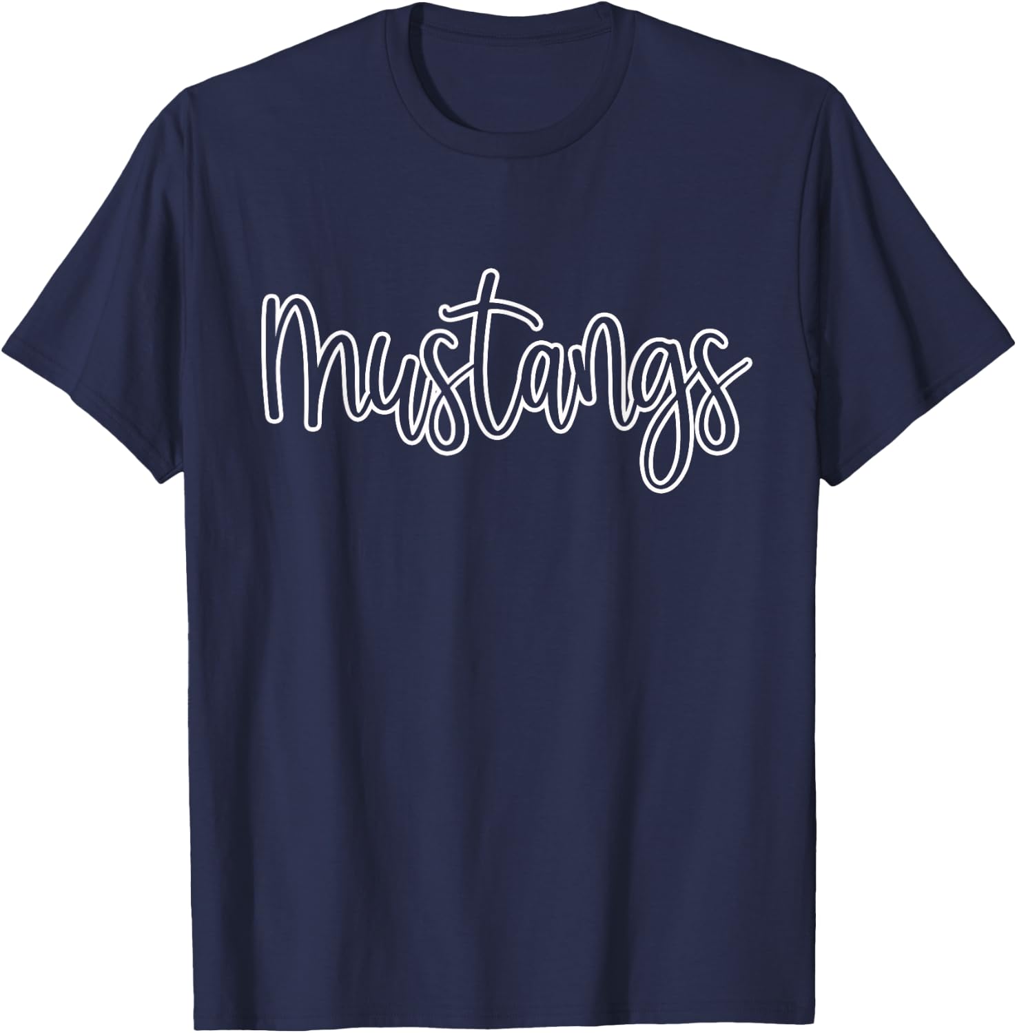 Mustangs Mascot School Sports Fan Team Spirit T-Shirt - T-Shirt | Navy