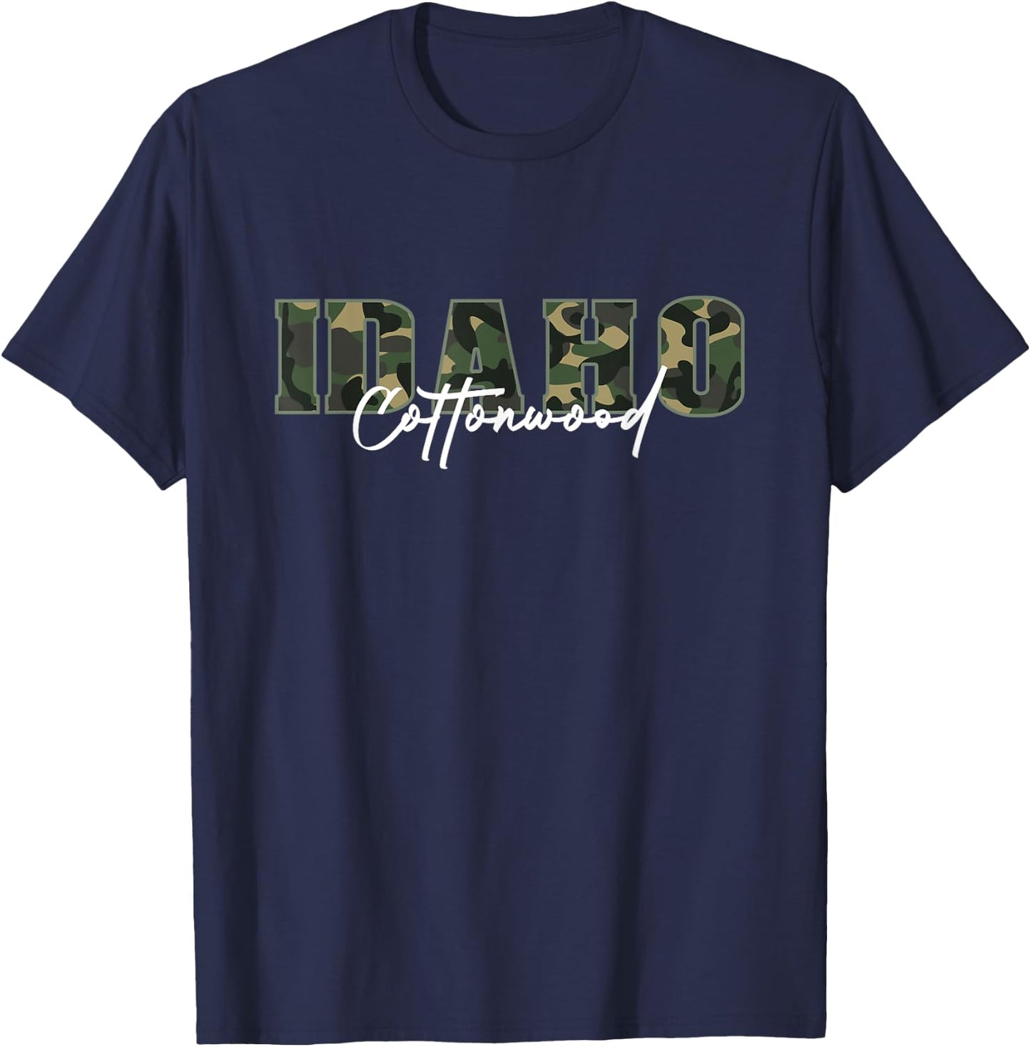 Cottonwood Idaho Camo Novelty Graphic Souvenir T-Shirt - T-Shirt | Navy